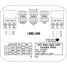 LED fali lámpa 24V, 10W, Tunable White, CRI90, IP54, fehér