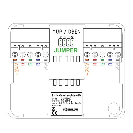 LED fali lámpa 24V, 8W, RGBW/2700K, CRI90, IP54 fekete