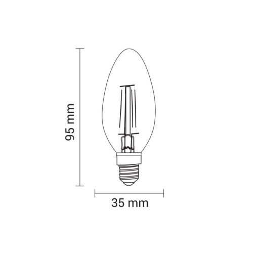 LED izzó gyertya alakú, 24V, 5W, 2700K, E14 